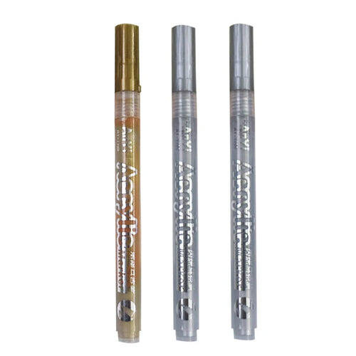 3Pcs/set Acrylic Markers Paint Pen Black/White/Gold/Silver for Rock
