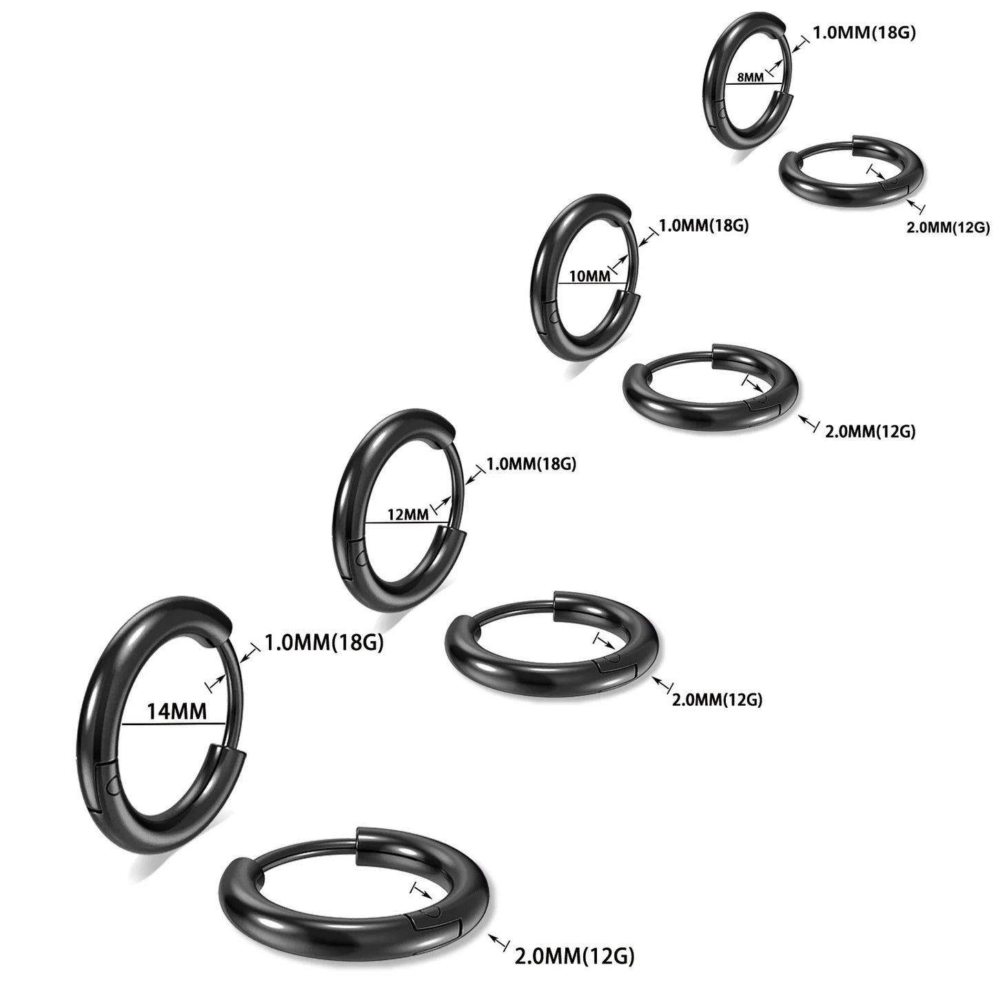 4 Pairs of Stainless Steel Circular Earrings Set, MEN'S AND WOMEN'S