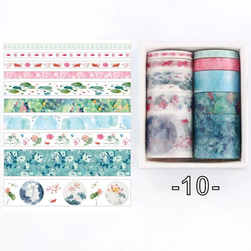 10 Rolls/box 11 Models Washi Tape Cute Illustration Style Decorative