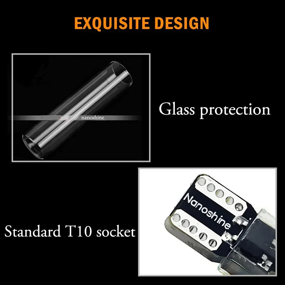 2x Classical W5W Led T10 Filament Cob Glass Car Light Bulb High