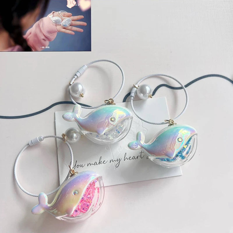 Cute Whale Dolphin Keychain Blue Marine Animal Doll Kawaii Keyring For