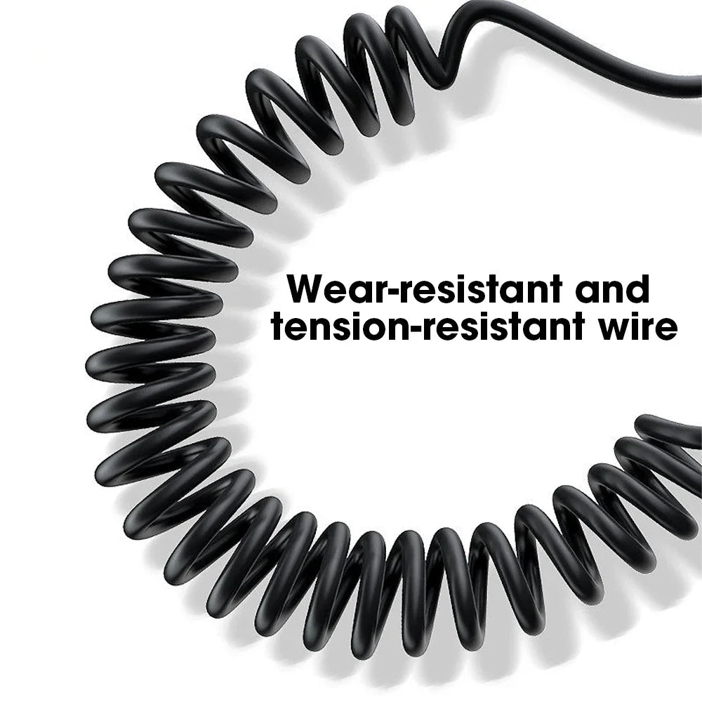 Retractable USB-C Cable 5A Fast Charger Data Wire Car Spring Type C