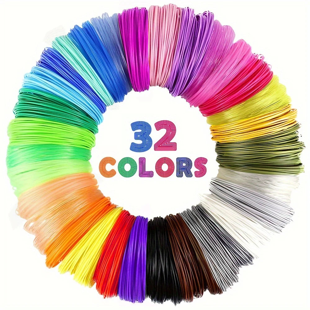 32 Colors 3D Pen Filament 1.75mm PLA, Each Color 10Feet(3m), Total 320