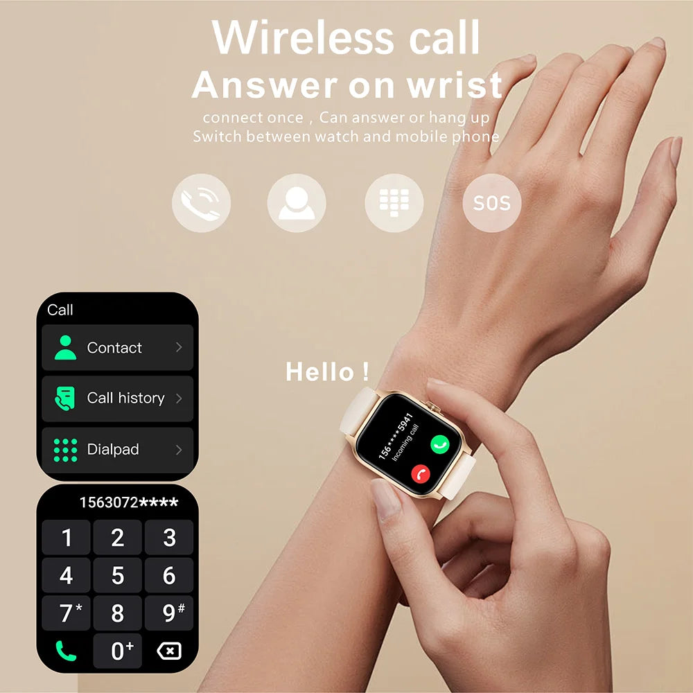 2024 Smart Watch For Women Full Touch Screen Bluetooth Call Waterproof
