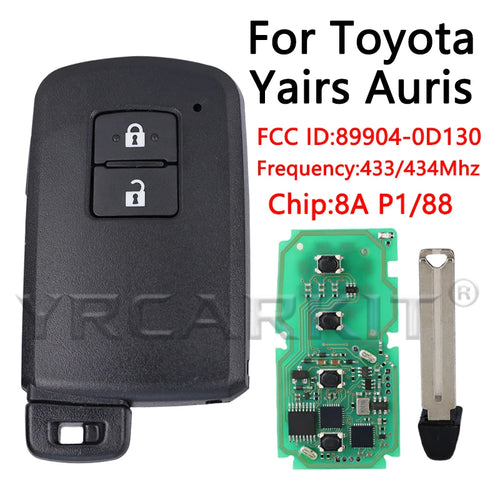 For Toyota Yaris Auris Smart Key 2 Button  BA7EQ P1 88 DST-AES Chip