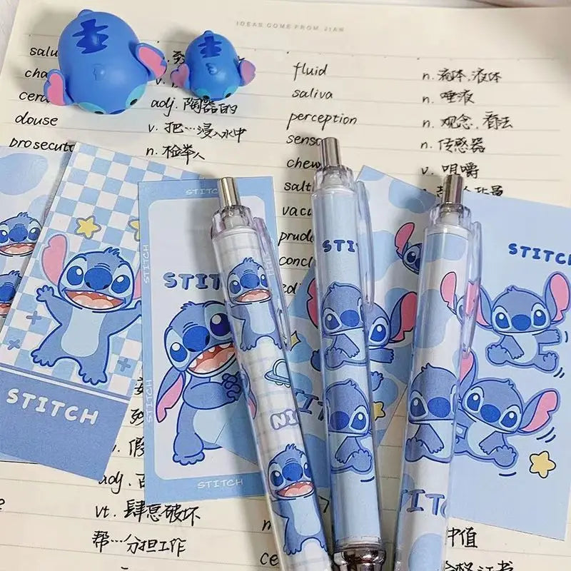 Disney 10-20 Pcs Gel Pen Cartoonstitch0.5 Lack Ink Signature Pen