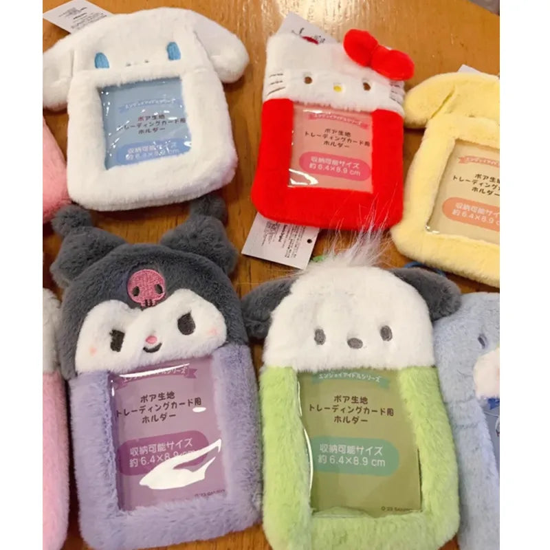 Cute Cartoon Kuromi Plush Card Case Keychain Hello Kitty Melody Card
