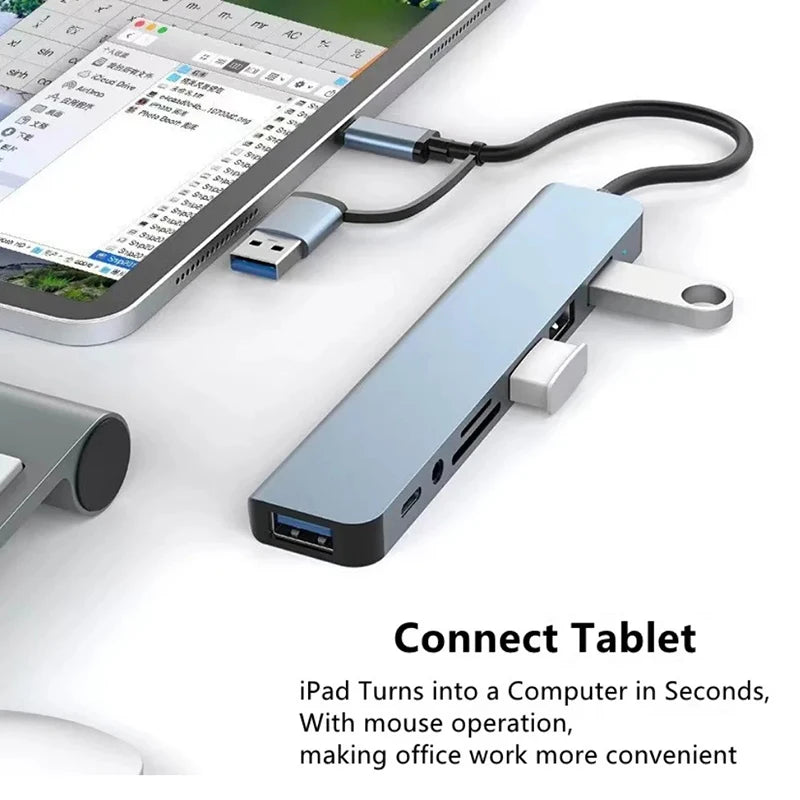 USB C Hub USB Splitter 8 in 1 USB Extender with 4 USB Port 1 USBC Port