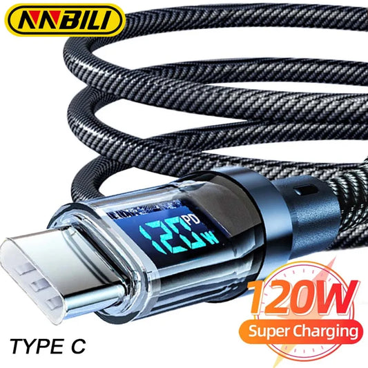 NNBILI 120W Type C to Type C Cable Phone Super Fast Charging Cable