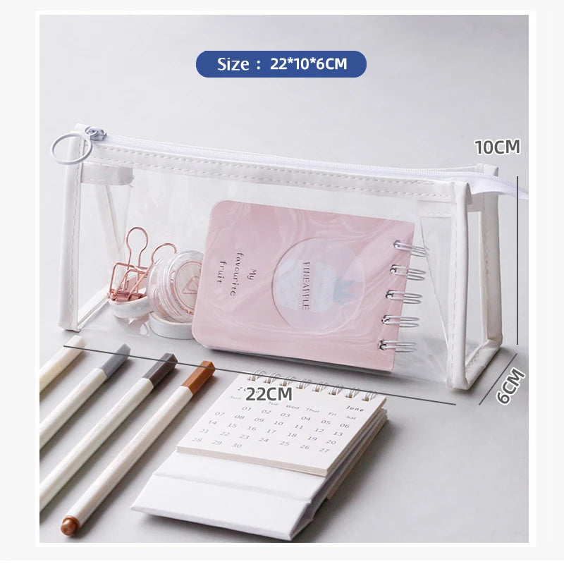 Transparent Pencil Case Large Capacity Simple Pen Bag Kawaii Cosmetic