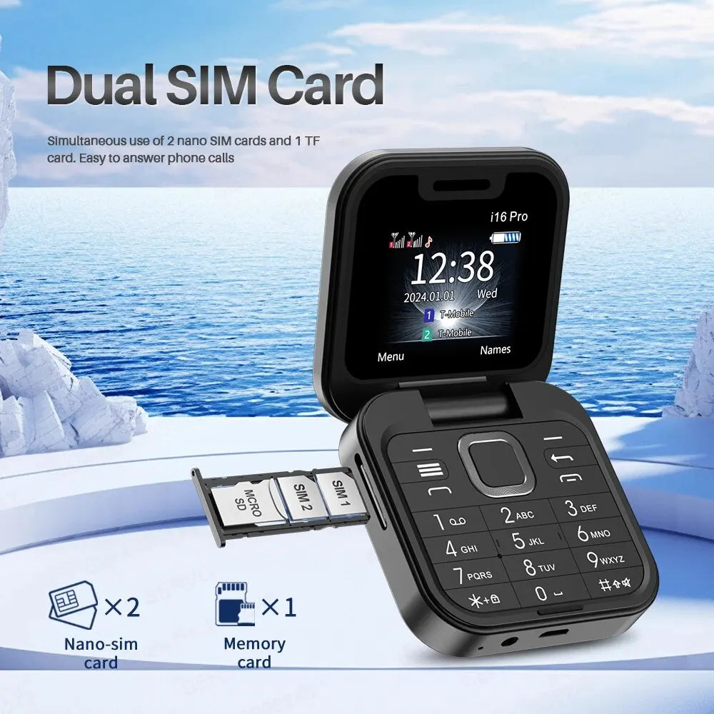 SERVO I16 Pro MIni Fold Mobile Phone 2G GSM Dual SIM Card Speed Dial