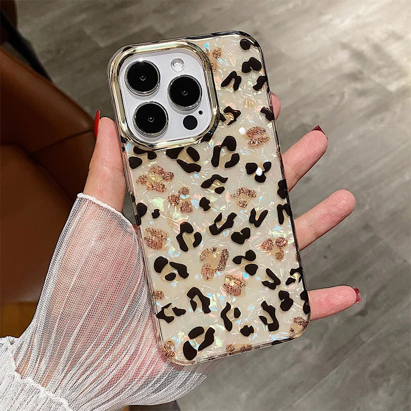 Luxury leopard print glitter Phone case for iphone 11 12 13 13pro 14