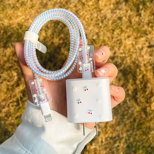 Cherry Frosted Style Charger Cable Protection Cover For iphone US