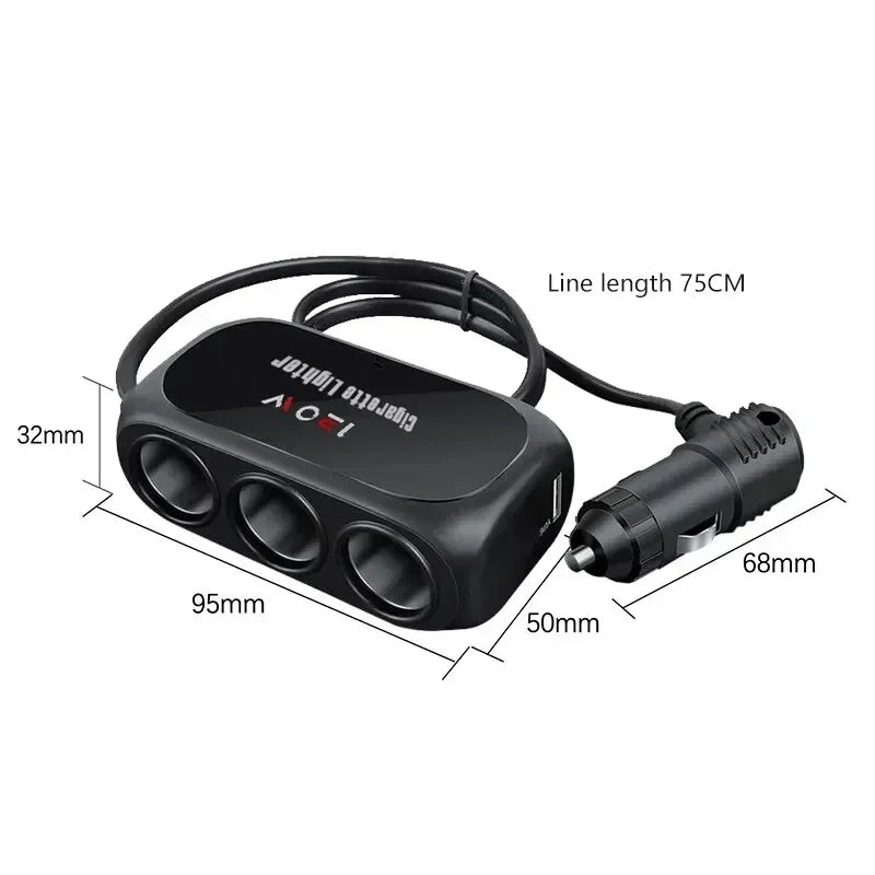 Car One Tow Three Power Dual USB Interface Car Charger Multi-function