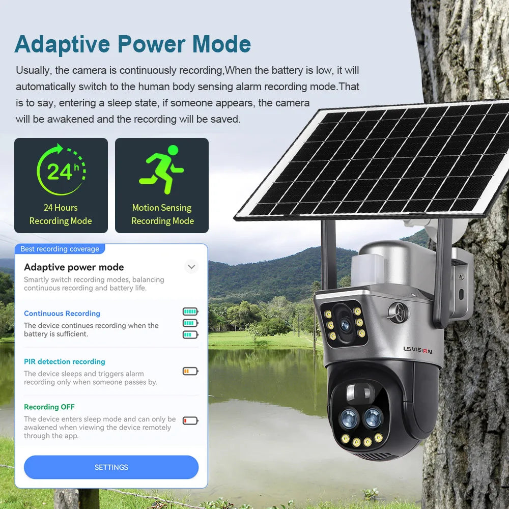 LS VISION 6K 4G Wifi Solar Camera 10x Zoom Three Lens PTZ Outdoor