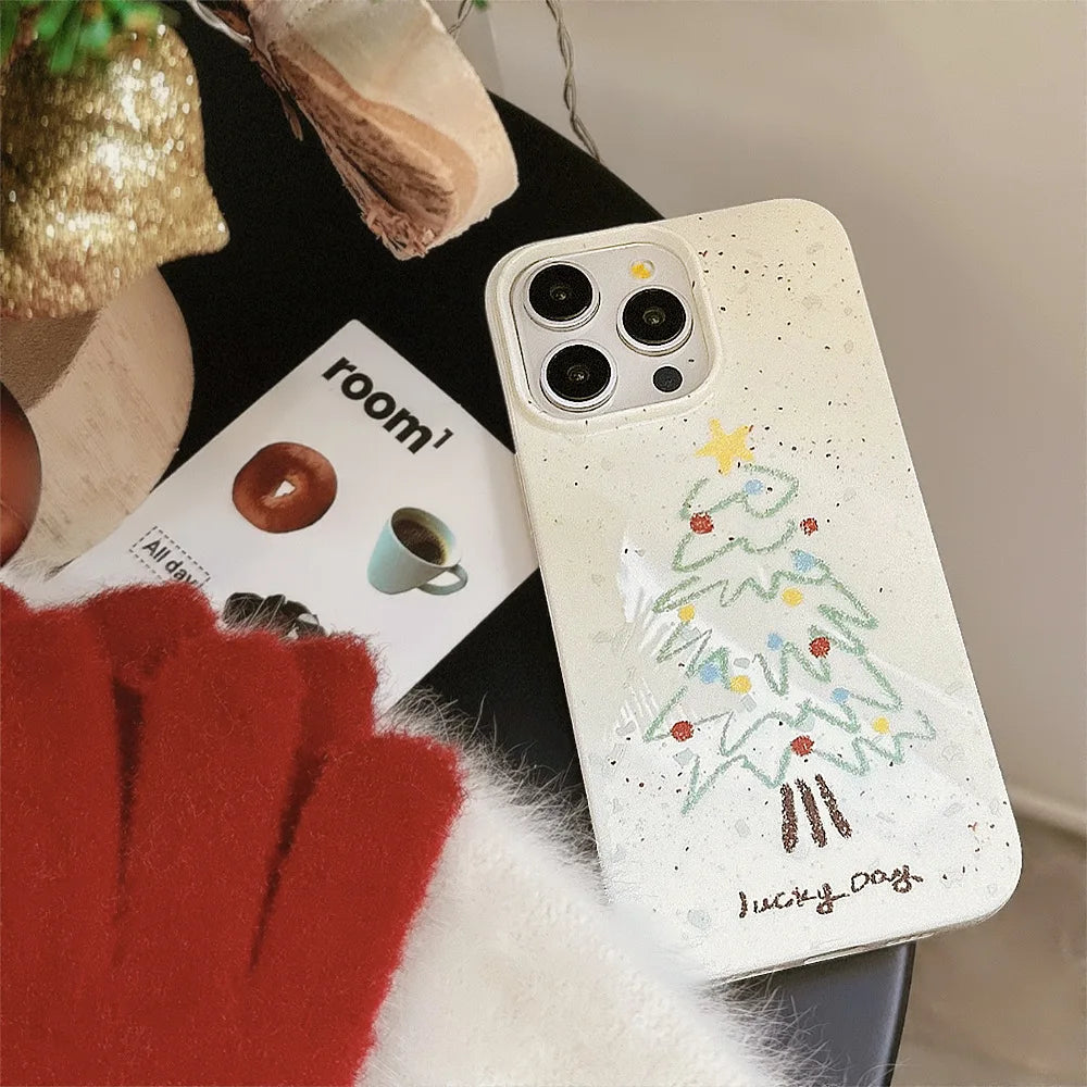 Soft Cartoon Christmas Tree Pattern Phone Case For iPhone 16 15 14 13