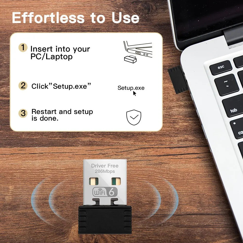 FENVI WIFI 6 Adapter AX286 Network Card Mini USB Dongle 2.4GHz