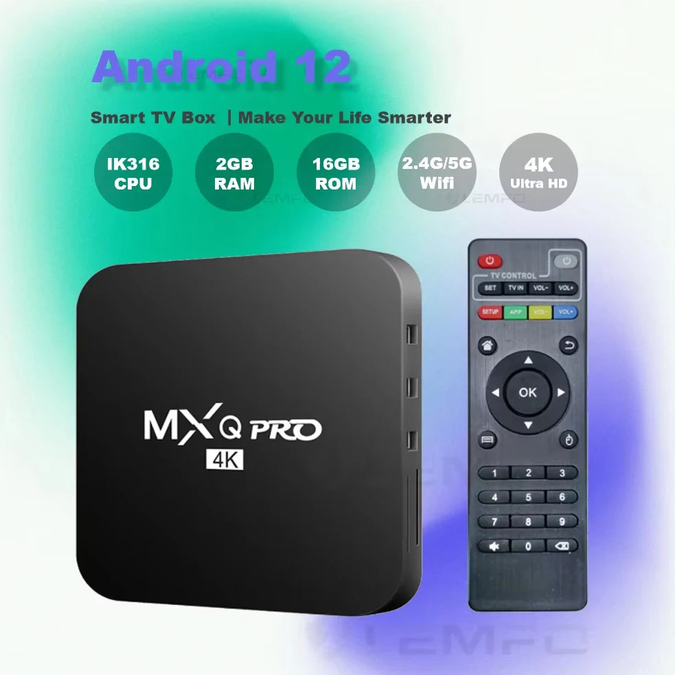 2025 MXQ PRO Smart TV Box Android 12 IK316 Family H.265 4K HD 2.4/5G