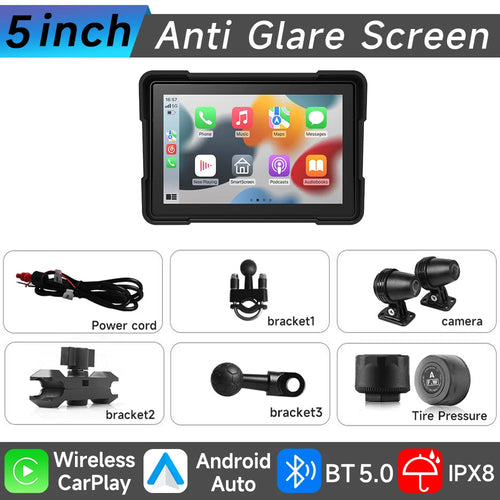 Jiuyin 5Inch Motorcycle Navigation Gps Hd Dual Video Recording Smart