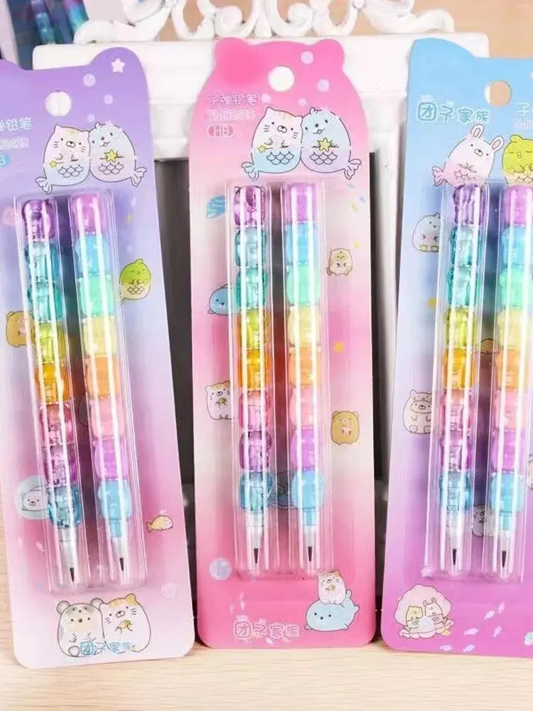 2pcs/Set Cute Bear Non Sharpening Mechanical Pencil Student Writing