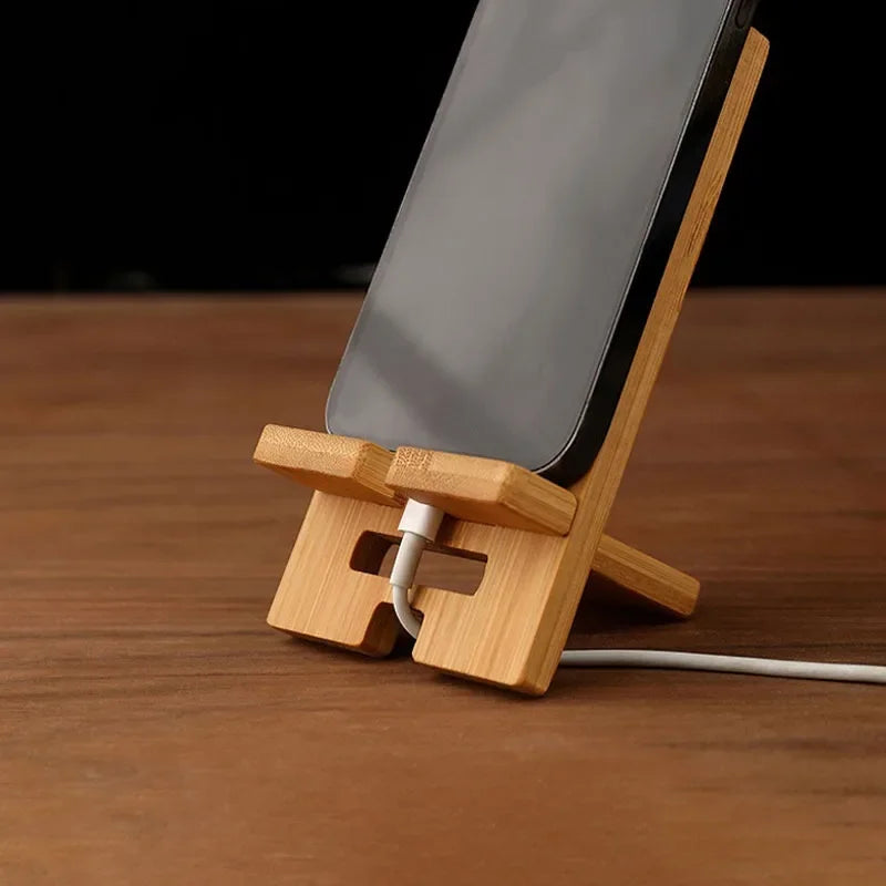 Desktop Bamboo Phone Holder Practical Wooden Smartphone Charging Stand