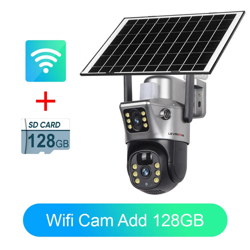 LS VISION 4K Solar Camera 8MP 4G SIM Card Dual Lens Screen Wifi