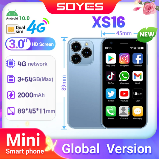 SOYES XS16 Mini 4G LTE Android10.0 3GB Smartphone  RAM 64GB ROM 3"