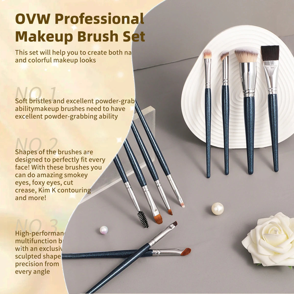 OVW Makeup Brushes set 29/24PCS Professional  Foundation Blender