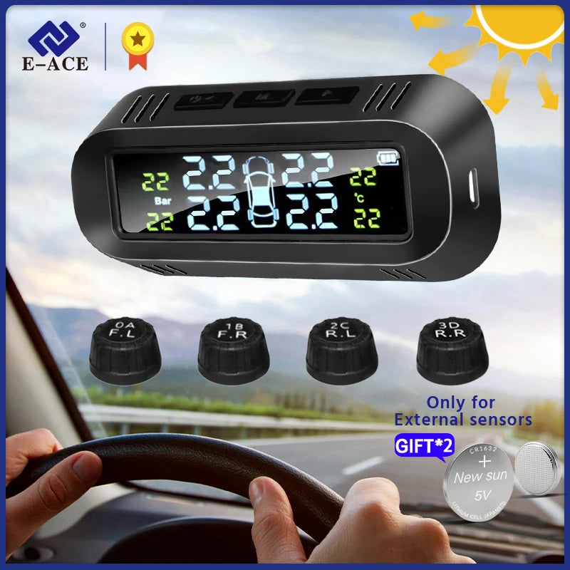 E-ACE Smart Car TPMS Auto Monitoring Security Alarm Anti High