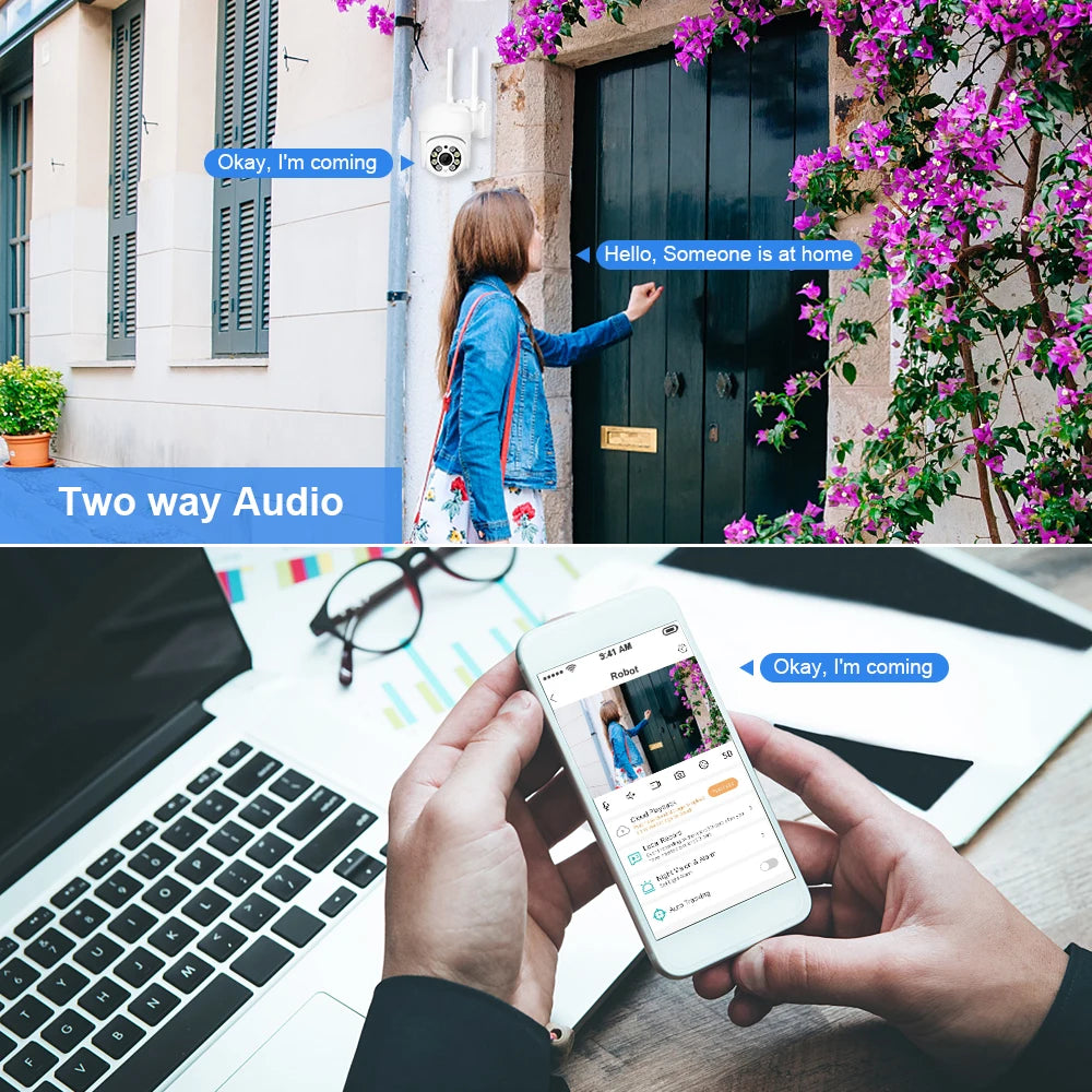 4MP HD Outdoor Wifi Camera Waterproof PTZ IP Camera 5X Digital Zoom