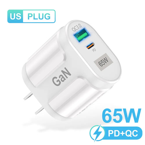 USLION 65W GaN USB Charger AU EU US UK Plug Fast Charging Tablet