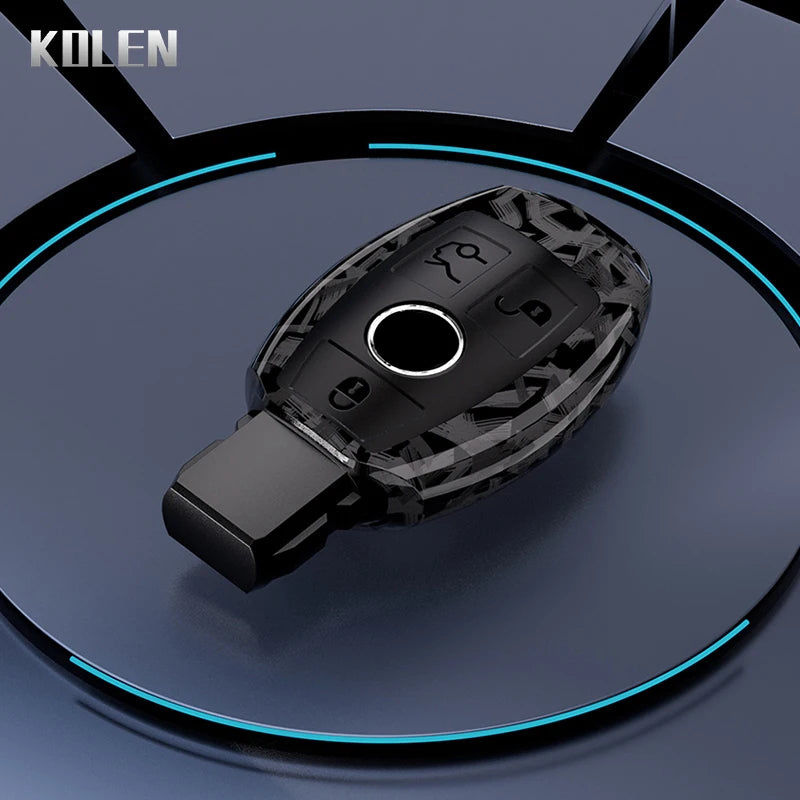 ABS Carbon Fiber Car Key Case Cover Shell For Mercedes Benz A B C E