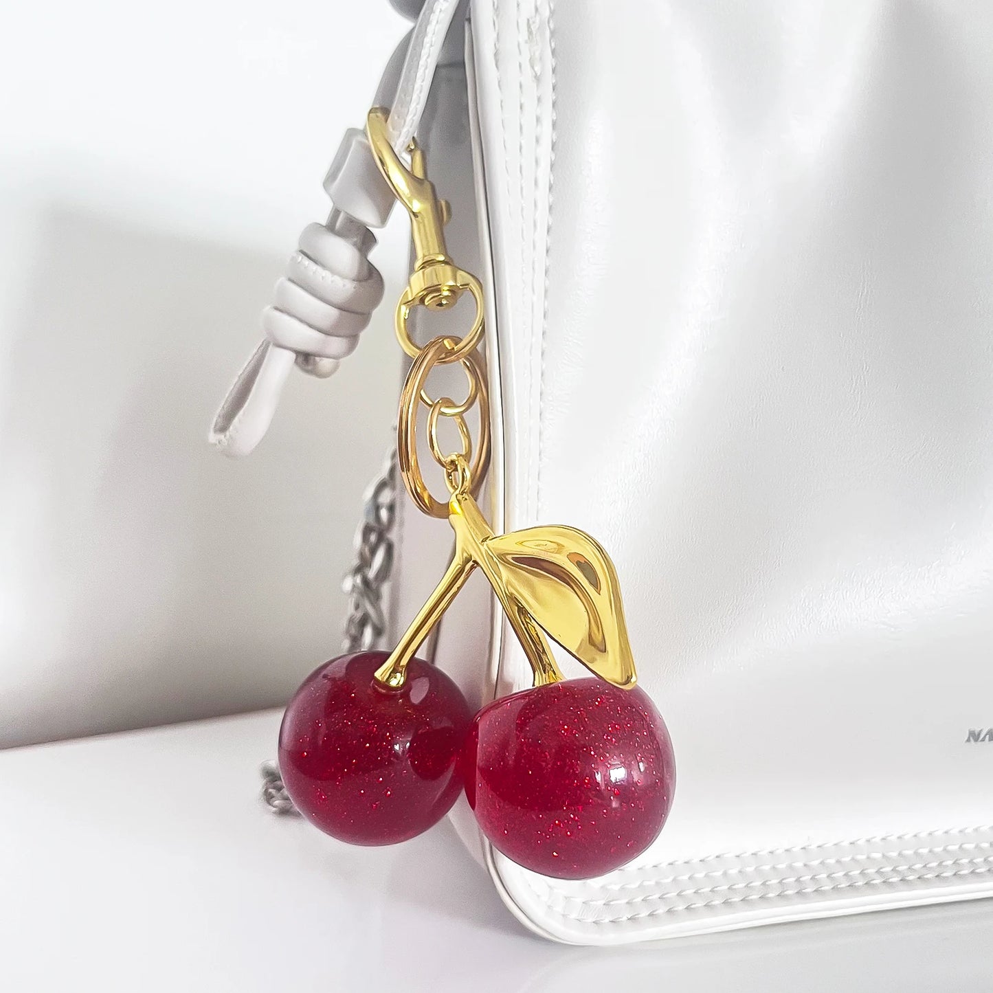 Red Cherry Bag Charm Keychain Exquisite Elegant Small Fresh Cherry Y2K