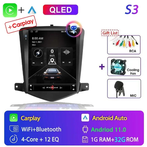 For Chevrolet Cruze 2008-2014 Carplay Android 12 Car Radio Multimedia