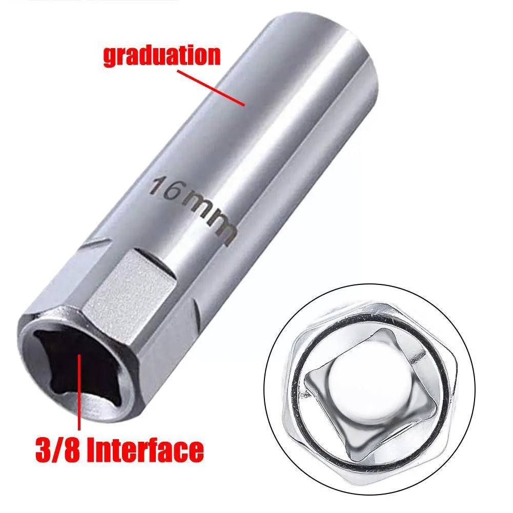 Universal Spark Plug Sleeve Wrench 3/8" Socket Magnetic Angle Tools