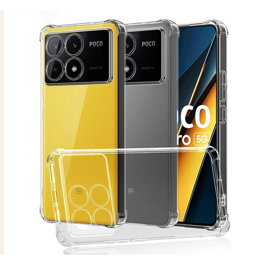 Shockproof Silicone Soft Clear Case For Xiaomi POCO X6 X5 X4 X3 M6 M4