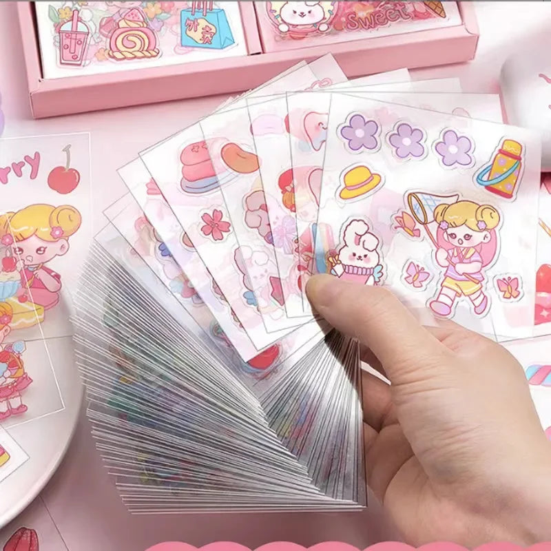 10/100Pcs Kawaii Stickers PET Pattern Cartoon Scrapbooking Cute