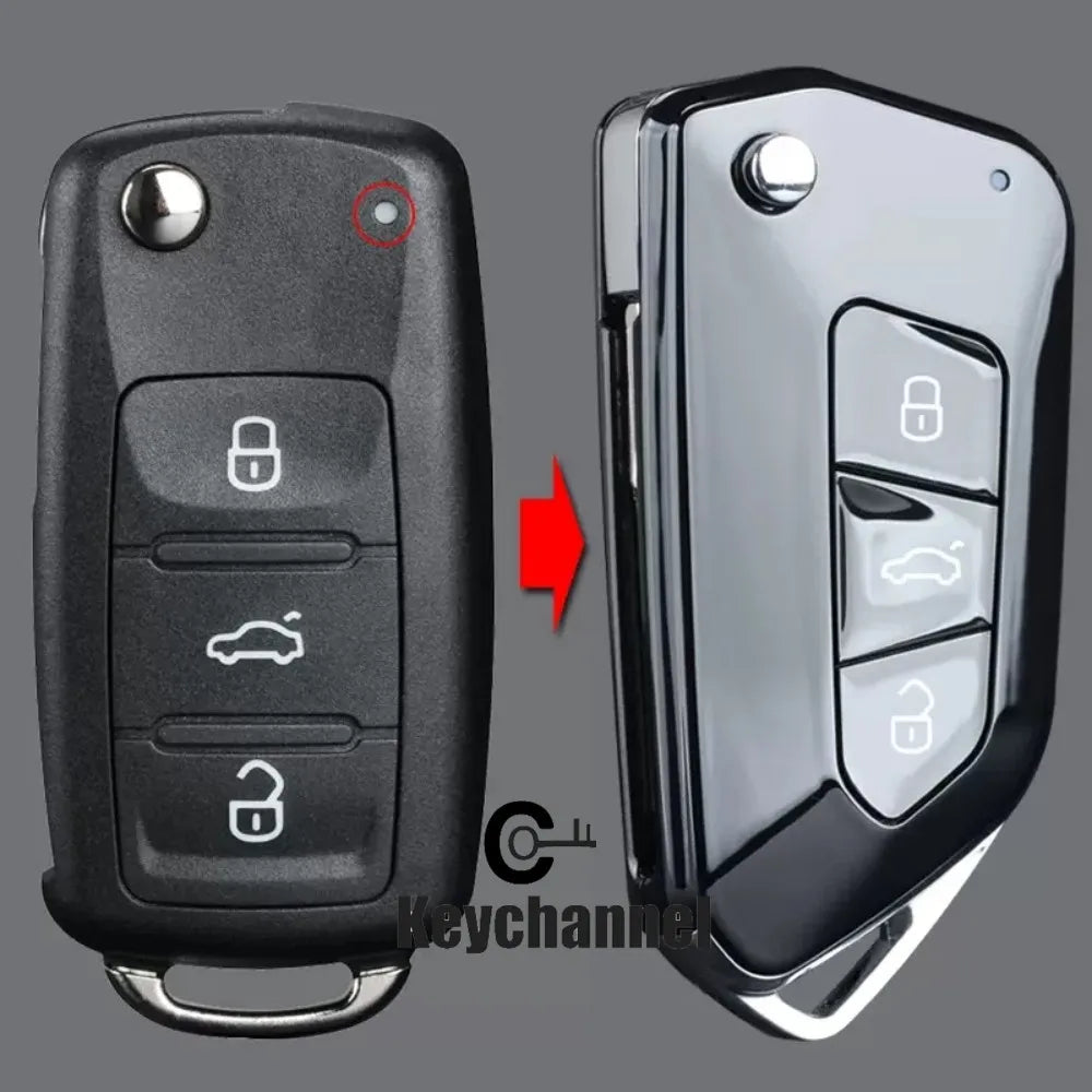 3 Button Car Key Shell Modified Flip Folding Key Case Golf 8 Style