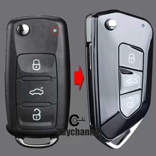 3 Button Car Key Shell Modified Flip Folding Key Case Golf 8 Style