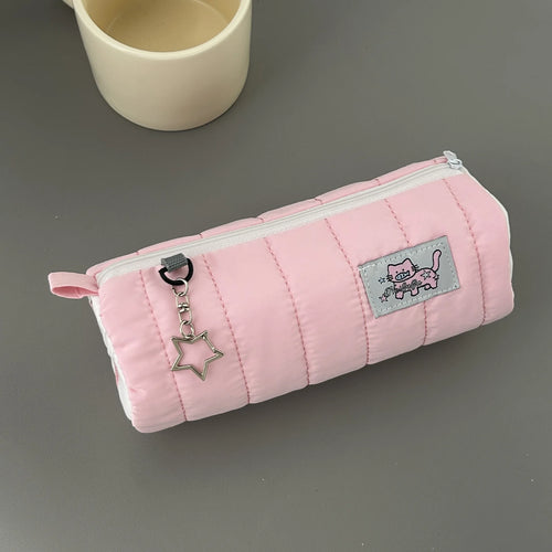 Pink Towel Roll Pencil Case Kawaii Soft Pen Storage Bag Cosmetic Pouch