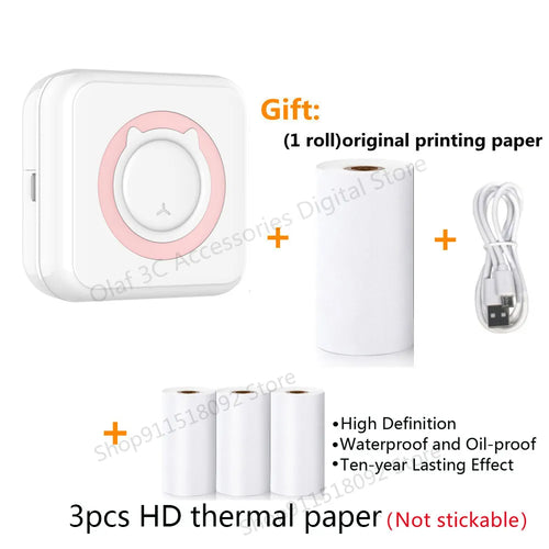 Meow Mini Label Printer Thermal Portable Printers Stickers Paper