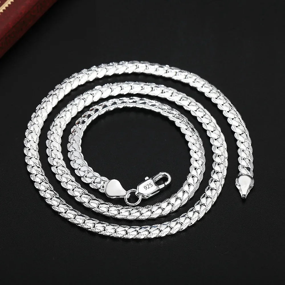 20-60cm Silver Color Luxury Brand Design Noble 6mm Necklace Chain For
