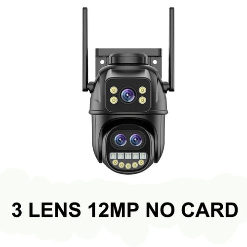 6K 12MP ICSEE Wifi Security Camera 3 Lens Dual Screen 8X Zoom Outdoor