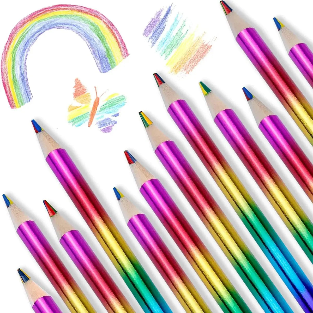 8/16 Pcs Rainbow Colored Pencils, 4 Color in 1 Pencil .Suitable for