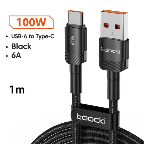 Toocki 6A USB To Type C Cable for Huawei Xiaomi PD 100W Fast Charging