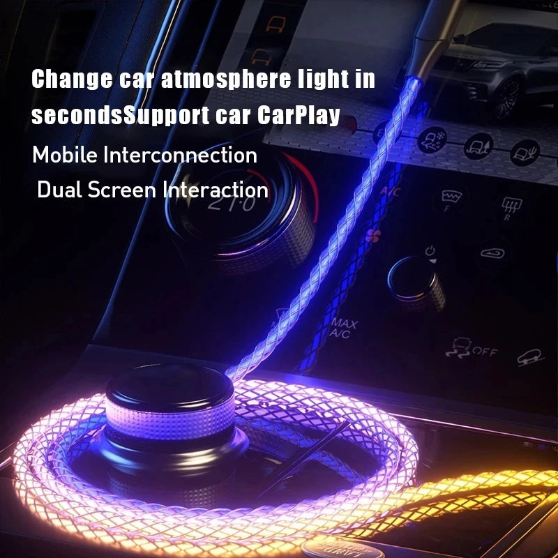 6A Fast Charging RGB Breathing Luminous Gradient Light Data Cable 66W