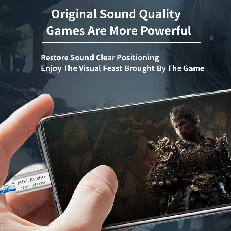 DAC Cable USB Type C to 3.5mm Jack HiFi Audio Amp Adapter Wired