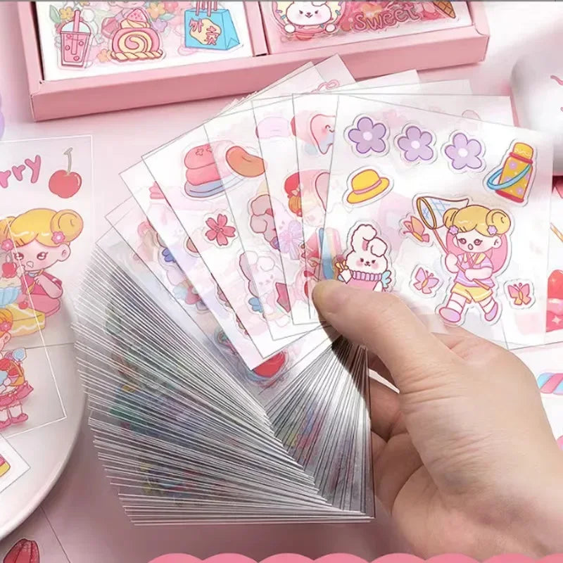 10/100Pcs Kawaii Stickers PET Pattern Cartoon Scrapbooking Cute