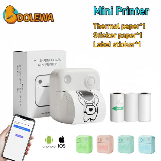 DOLEWA D3 Mini Portable Printer Android ios Bluetooth Stickers Thermal