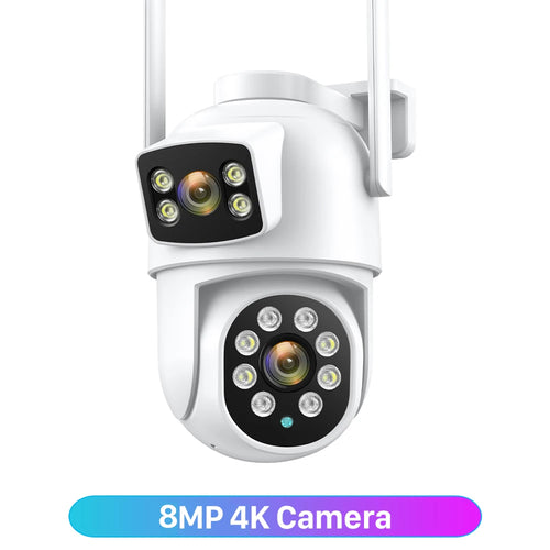 12MP 6K WiFi IP Camera 8X Zoom Dual Screens 8MP PTZ Wifi Surveillance